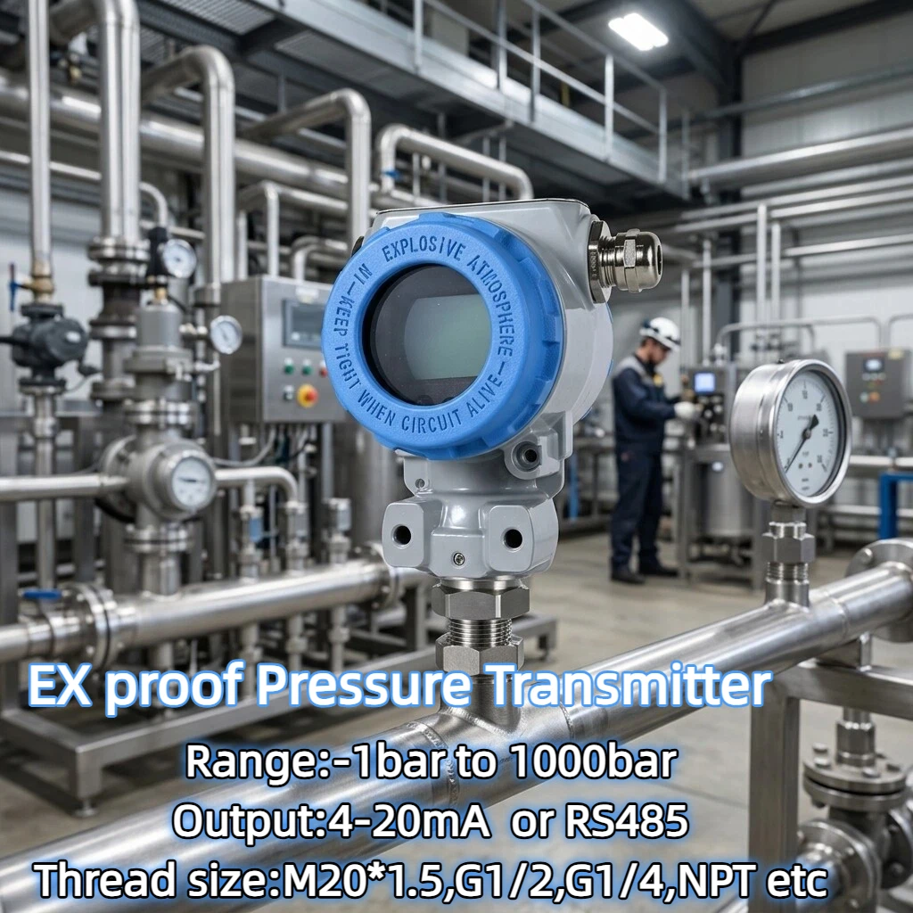 QD Factory Sale Pressure Transmitter 4-20mA 0-2.5MPa Explosion-proof Pressure Sensor LCD Display for Industrial Process Control
