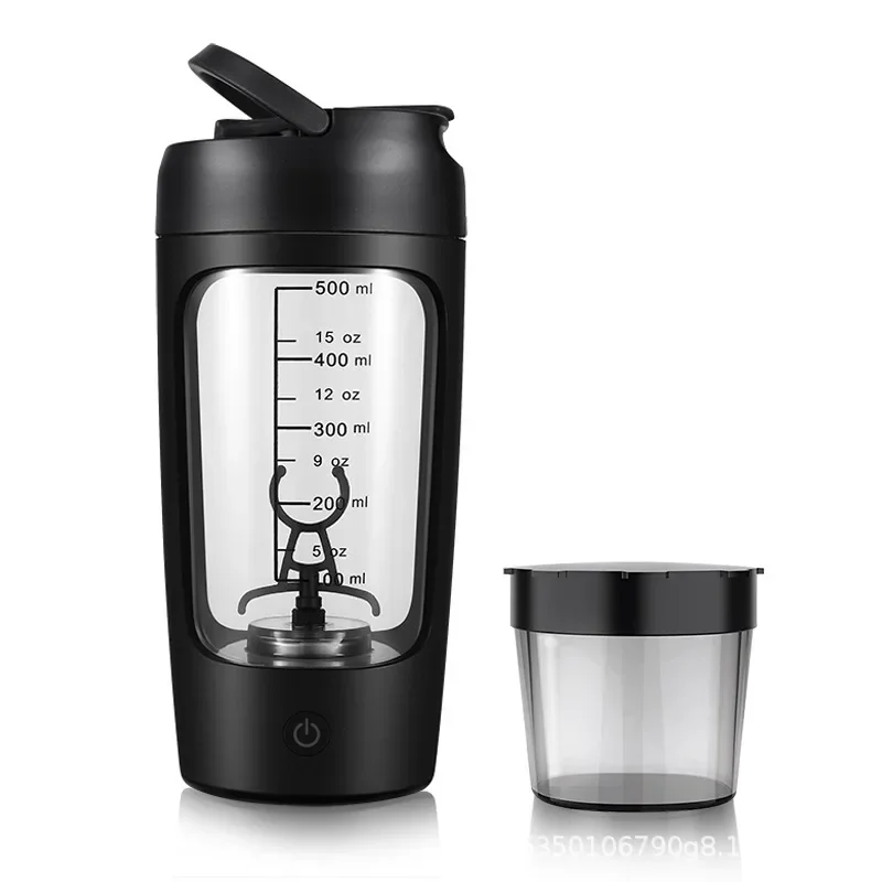630ml Electric Protein Shaker Cup with Powder Storage Container Mixer Cup Gym Sport Water Bottles with Wire Whisk Ball Drinkware