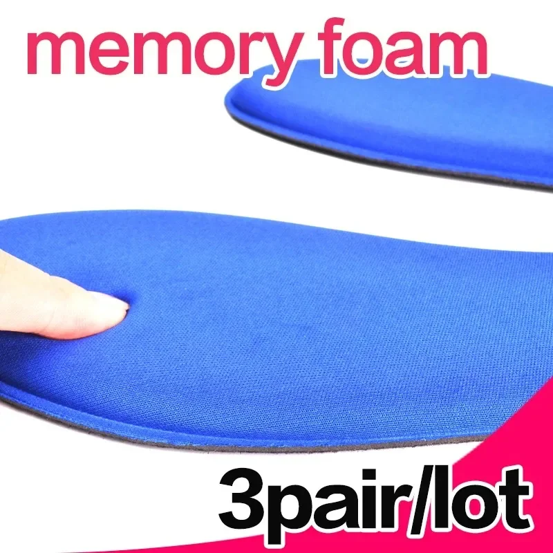3Pair Memory Foam Insoles Slow Rebound for Men Women Breathable Sports Inserts Shock Absorption Sweat & Odor Absorbing