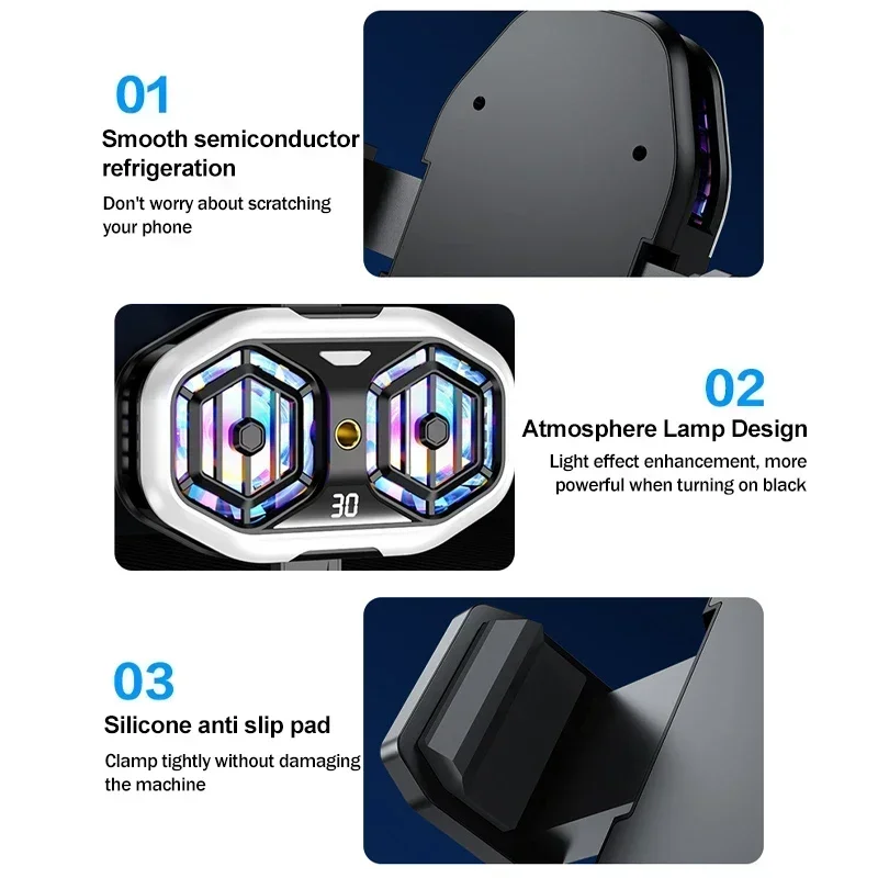 DY58 Mobile Phone Semiconductor Cooling Fan Radiator 3 Gear Adjustable Game Cooler For IOS Android Live Streaming Cool Heat Sink