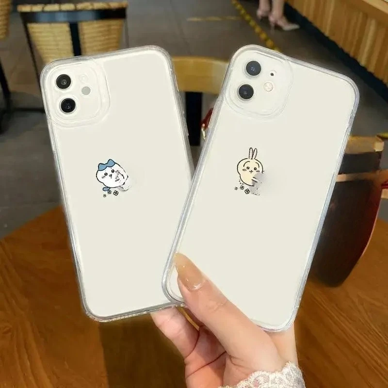 Kawaii Anime Chiikawa Holding Apple Phone Cover For iPhone 17 16 15 14 13 12 11 XS Cute Soft Silicone Cartoon Girls Gift Ultra