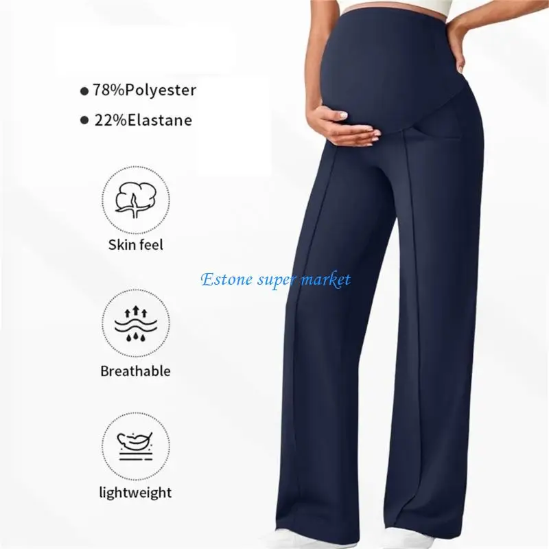 090B Thermal Insulated Pregnancy Trousers High Elastic Waist Stretch Fabric Comfortable Wearing for Autumn Winter Season
