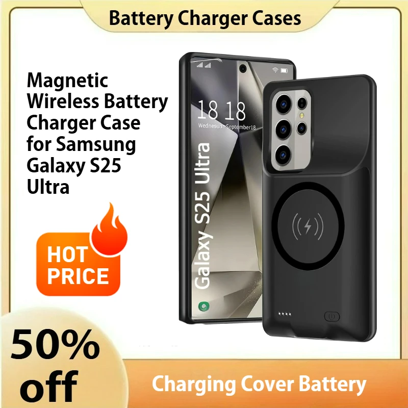 

Magnetic Wireless Battery Charger Case for Samsung Galaxy S25 Ultra Power Bank For Magsafe Charging Cover Battery Pack bateria