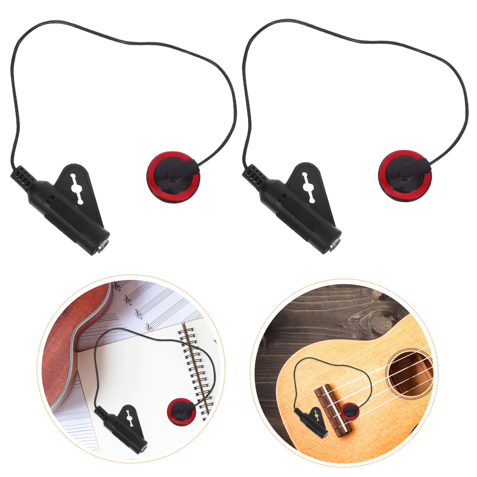 2 Peças Captador de Guitarra Portátil com Tecnologia Buzzing Plate e Adesivo Forte para Guitarras Clássicas e Folk, Mandolim, Banjo e Harpa