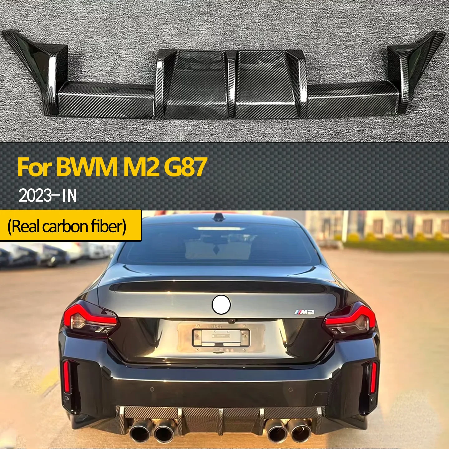 

Для BMW G87 BMW M2 (2023) задний диффузор из углеродного волокна, губа переднего бампера | Стиль MP | Легкая модернизированная губа диффузора заднего бампера