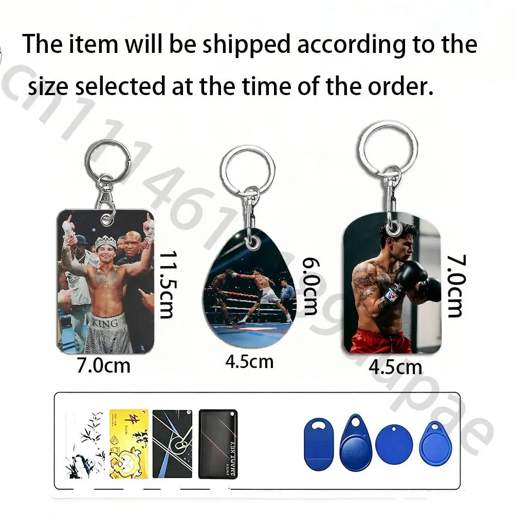 R-Ryan Garcia Protective Printed Leather Card Case Metal Keychain for Bank Credit Bus Subway ID Cards