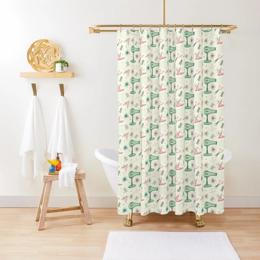 

Atomic Fifties Hair Dryers Shower Curtain Shower For Bathroom Bathroom And Shower Cute Modern Accessory Bathrooms Curtain