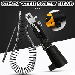 Metal Drill Chain With Screwdriver Head Electric Drill Screw Tightening Equipment Multipurpose Chain Nail Adapter For Wood Board