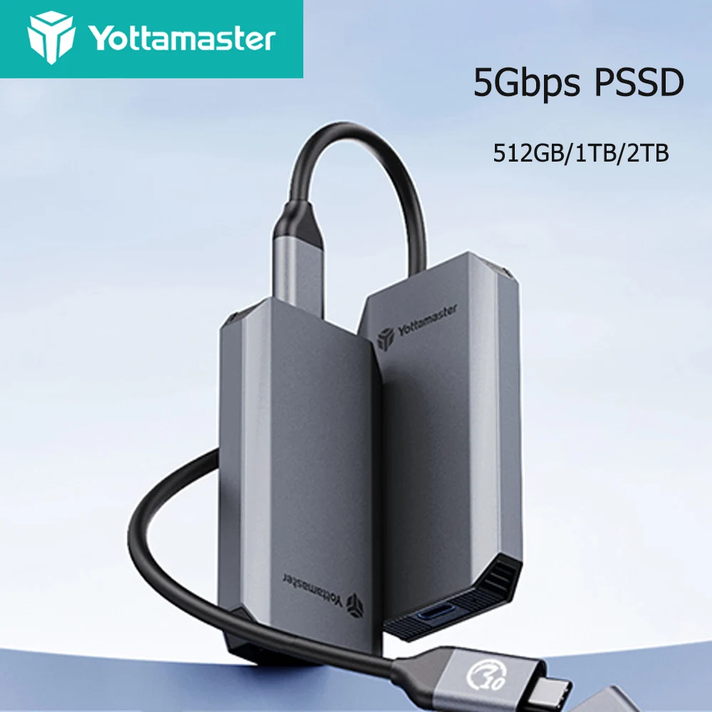 Yottamaster YM5 PSSD Portable SSD 512GB 1 TB 2TB  Type C 500Mb/s External Solid State Disk 5Gbps mSATA Hard Drive Aluminum PC