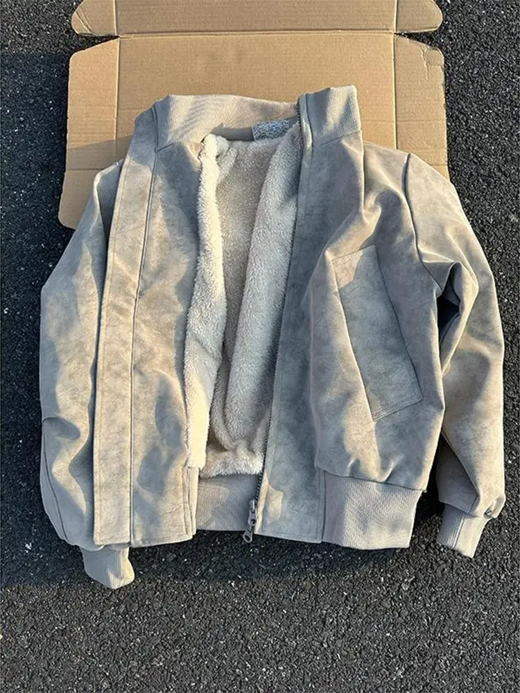 

Мужское зимнее хлопковое пальто из окрашенной кожи в американском стиле, хлопковое пальто с воротником-стойкой на подкладке, Cleanfit ort Flight...