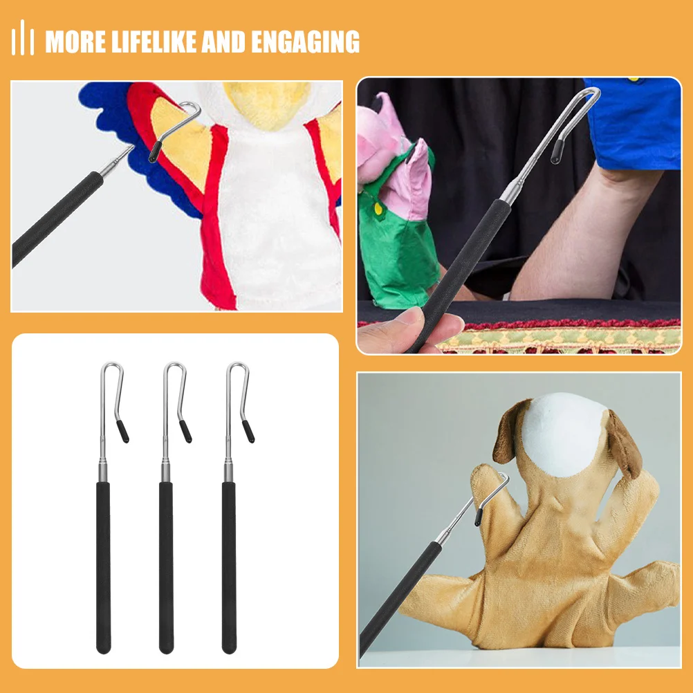 Tiges de commande de marionnettes à main réglables pour le mouvement du bras, bâtons de Manipulation de marionnettes demi-corps, outil de poignée Durable pour 3 pièces