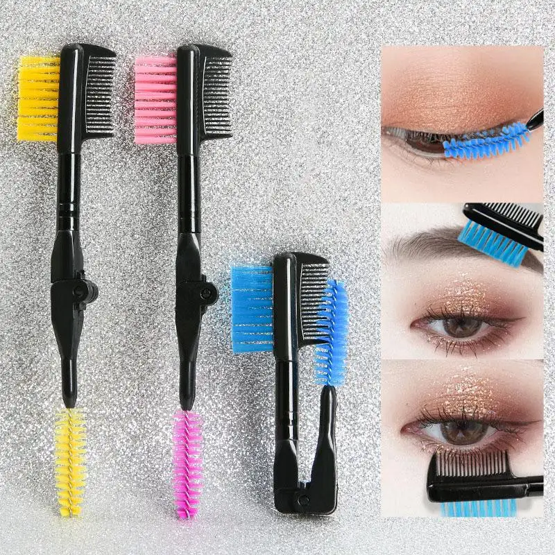 1 Pcs Double Head Foldable Eyebrow Comb Professional Multiple Purpose Eye Makeup Tool Eyebrow Brush Cosmetic Accessories Compact