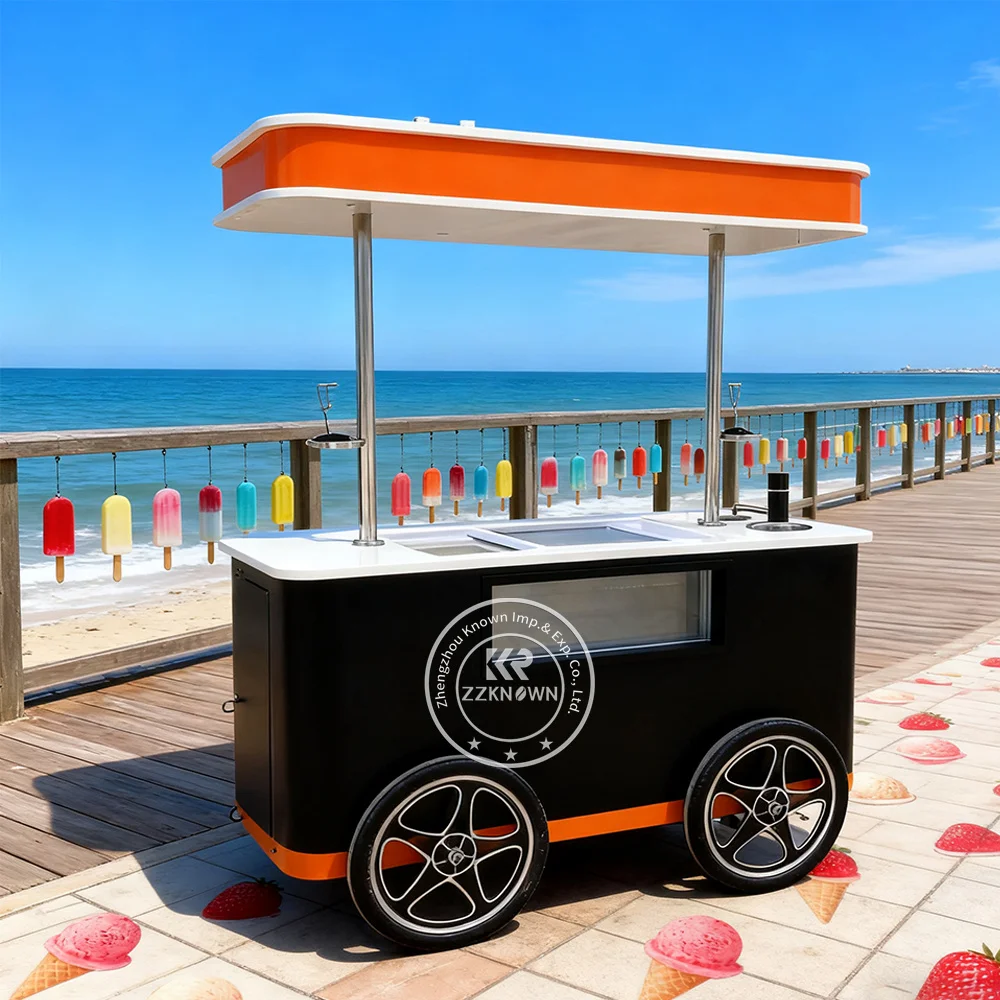 

Ice Cream Food Truck Push Cart Mobile Food Cart Street Food Cart Ice Cream Freezer Cabinet Outdoor Ice Cream Kiosk