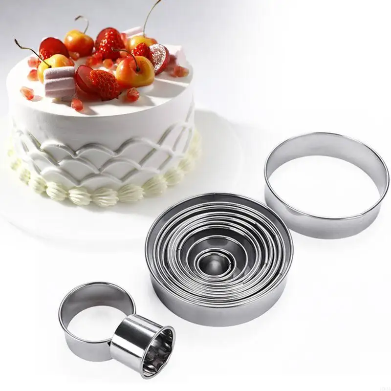 

103A 14 Pieces DIY Round Mousse Rings Cake Molds Cookie Cutters Stainless Steel Material for Creative Kitchen Round Baking