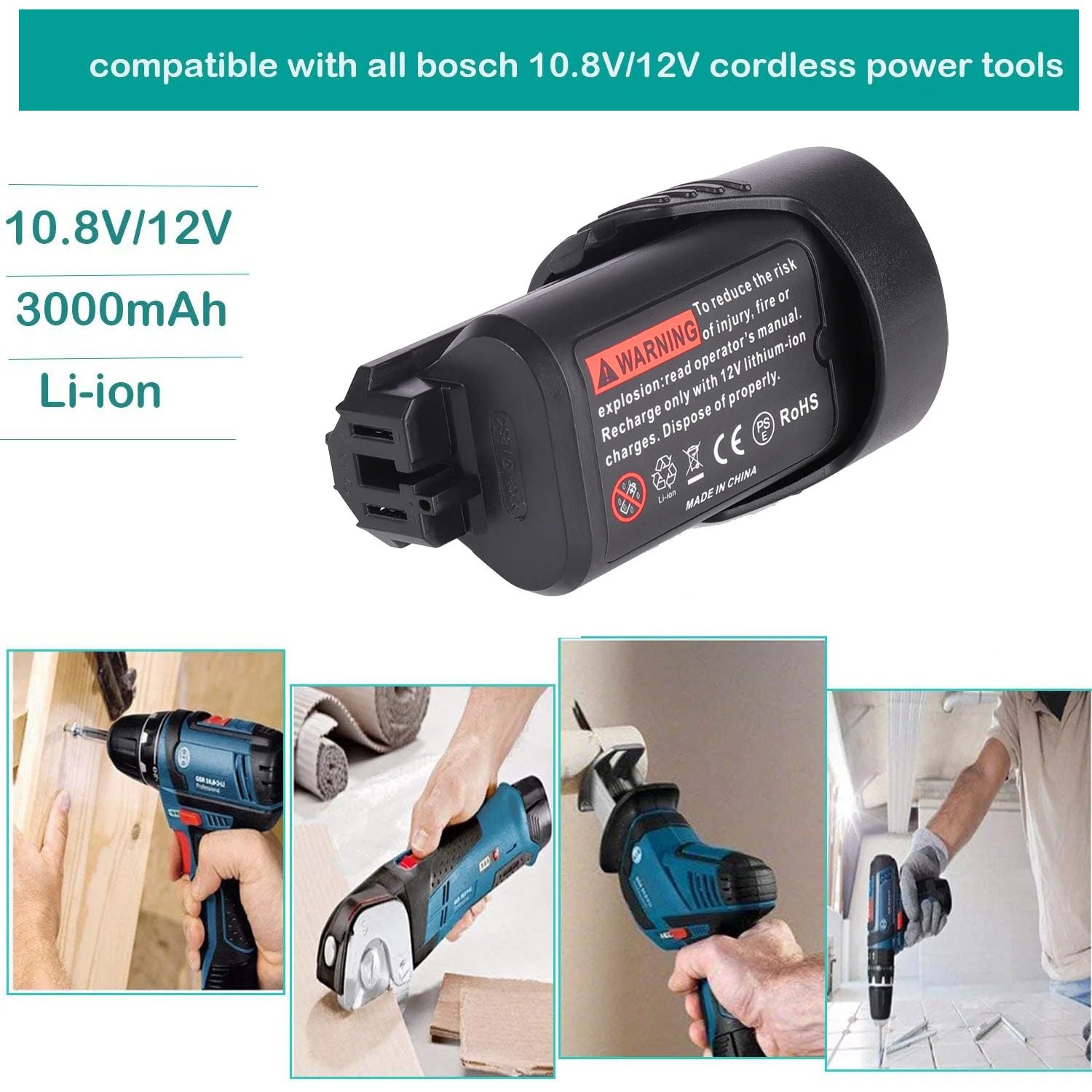 12V/10.8V 4000mAh akumulator litowy do Bosch BAT411 BAT412 BAT413 GDR/GLI/GSA/GSB/GSR 10.8 V-Li