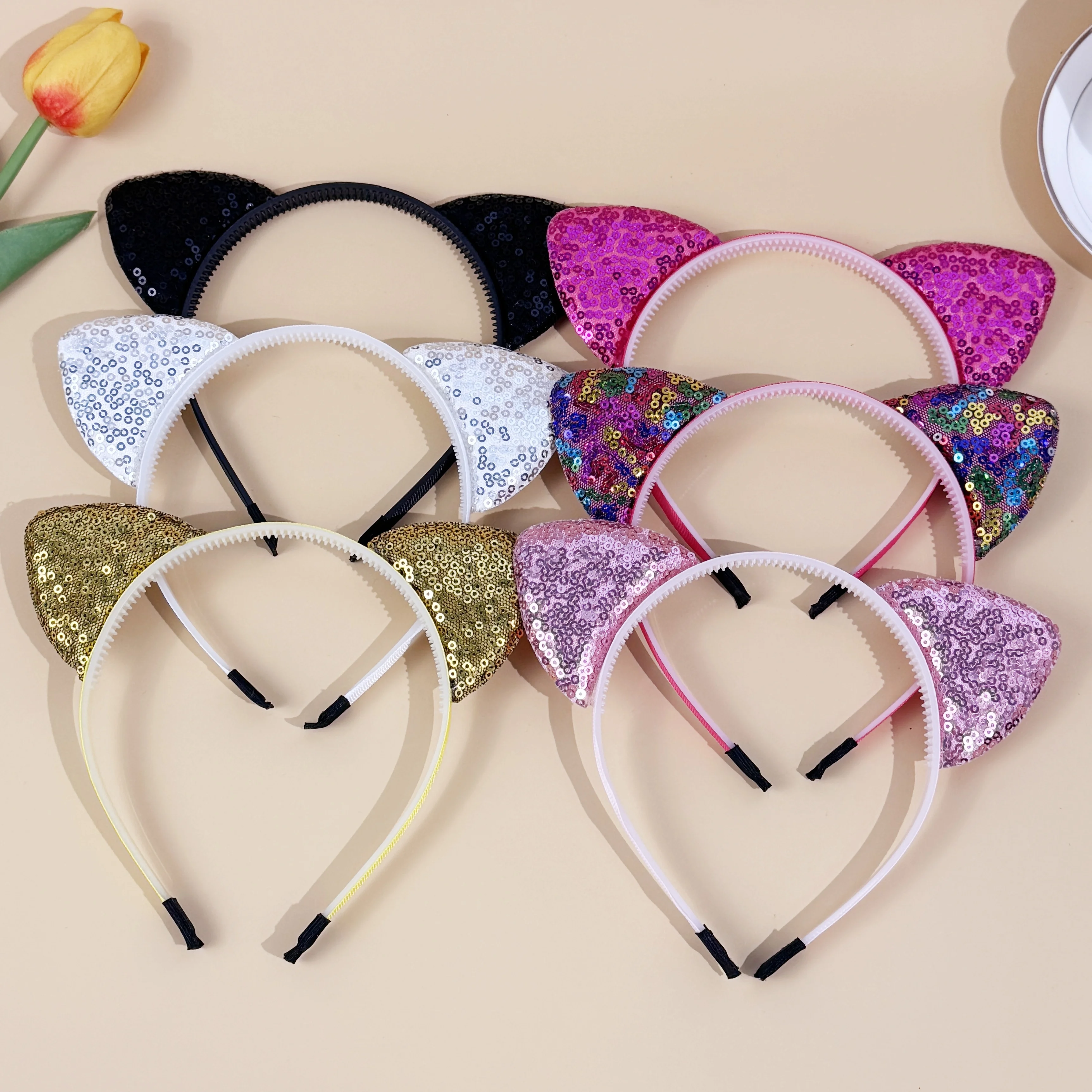 6/12 قطعة الترتر القط الأذن Headbands الفتيات عصابات الشعر الطرف لطيف بريق القط الأذن هيرباند كيتي رباطات الاطفال حفلة إكسسوارات الشعر