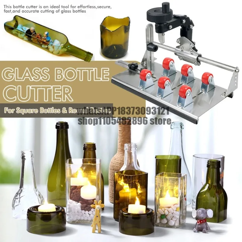 Round Bottles and Bottlenecks with Accessories New Glass Bottle Cutter - Professional DIY Glass Cutting Tool for Square
