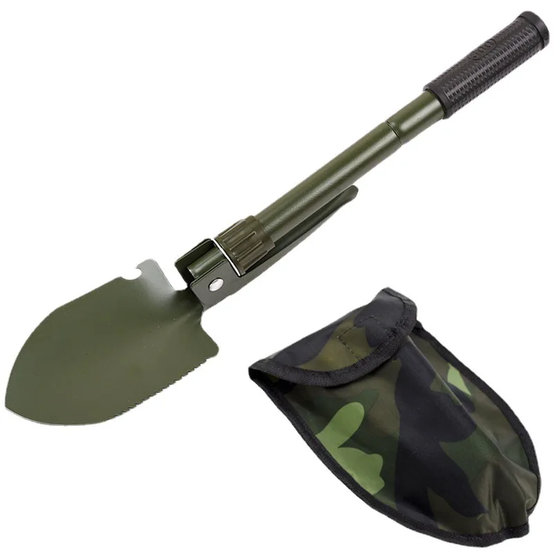 Foldable Portable Truck Mounted Engineer Shovel Camping Tent Outdoor Shovel Self-defense Survival Tool Compass Storage Bag