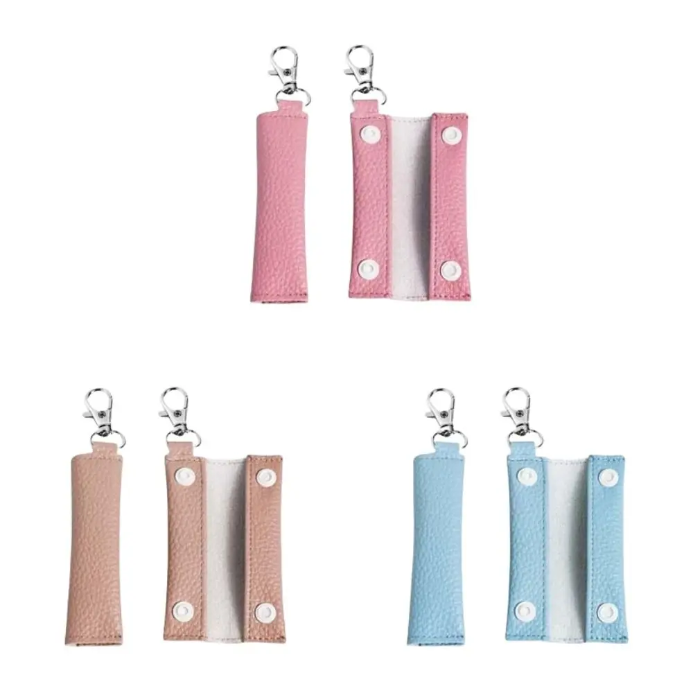 한국 스타일 동전 지갑 키체인 이어폰 케이블 리치 라인 패턴 PU 가죽 펜던트 자동차 키링 단색