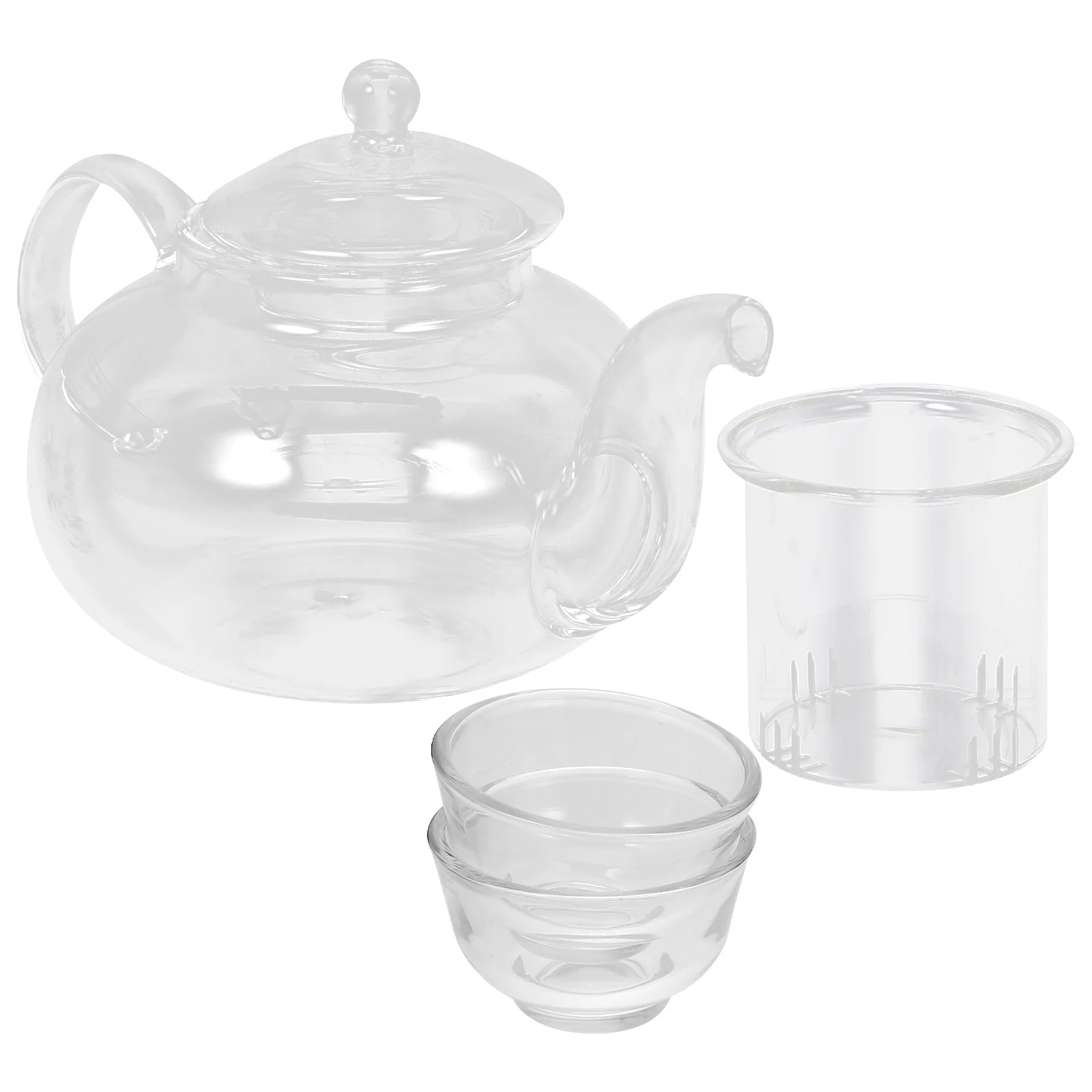 

1Set Glass Tea Kettle Set Heat-Resistant Clear Teapot Lightweight Portable for Kung Fu Flower Fruit Herbal Tea