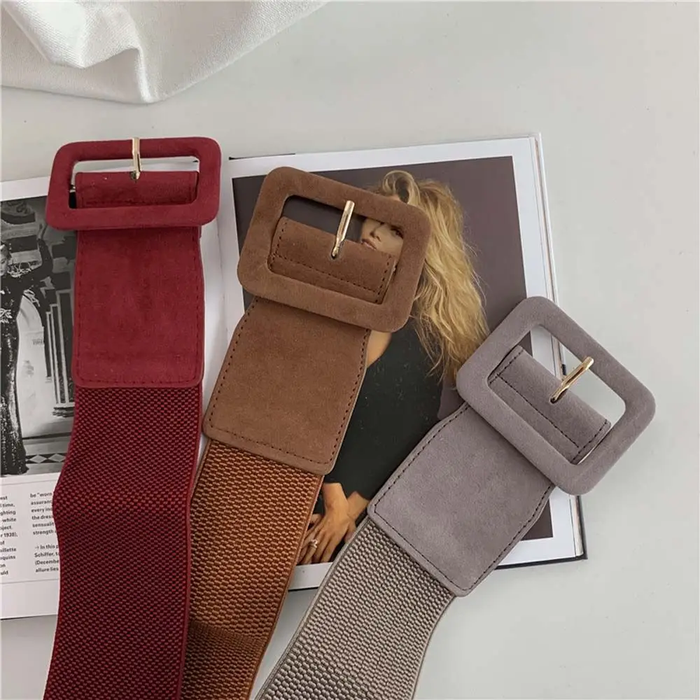 Solid Color Wide Waistband Dress Decoration Dress Coat Geometric Female Waist Strap Elastic Waist Belt Belt Cummerbunds