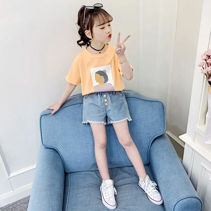 

Детская летняя футболка 2026: Новинка, милая, с мультяшным принтом животных, с коротким рукавом, свободного кроя, повседневный топ для девочек, дышащий, модный