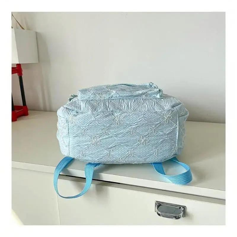 Nylon-Rucksack mit süßem Schleifenmuster, großes Fassungsvermögen, leicht, mehrere Taschen, Schultasche, lässiger Alltagsrucksack für Studenten und Pendler – Detail 26