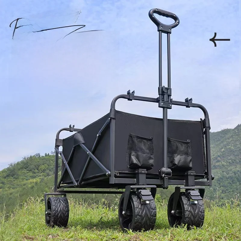 屋外キャンプカースタイルピクニックプルロッド小型トレーラースーツケースカバーキャンプストール折りたたみ式小型プッシュカート