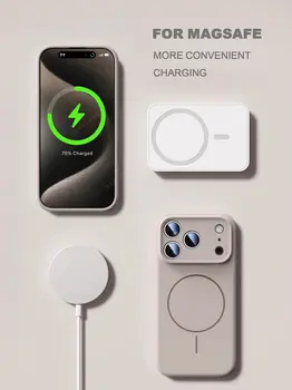 Oficiální magnetický kryt na telefon pro iPhone 11 12 13 16 17 Pro Max Air 15 14 16 Plus MagSafe tekutý silikonový ochranný kryt s ochranou proti nabíjení 8 nejlepší prodej masky na iPhone - №6