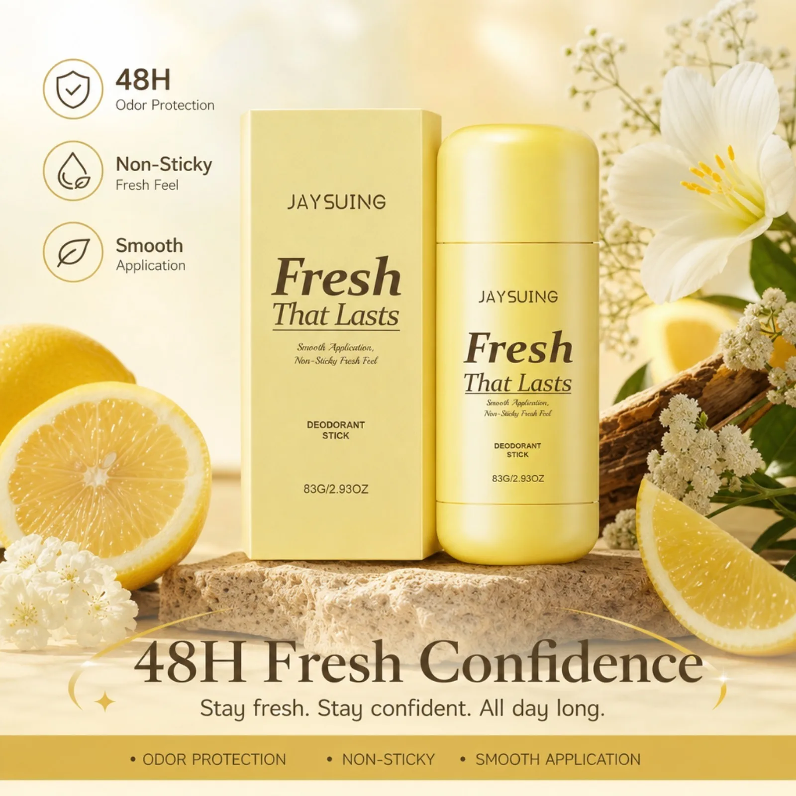 Kojic Acid & Turmeric Perfumed Stick for Women & Men Fresh Deodorant All-Day Odor Protection Underarm Skincare