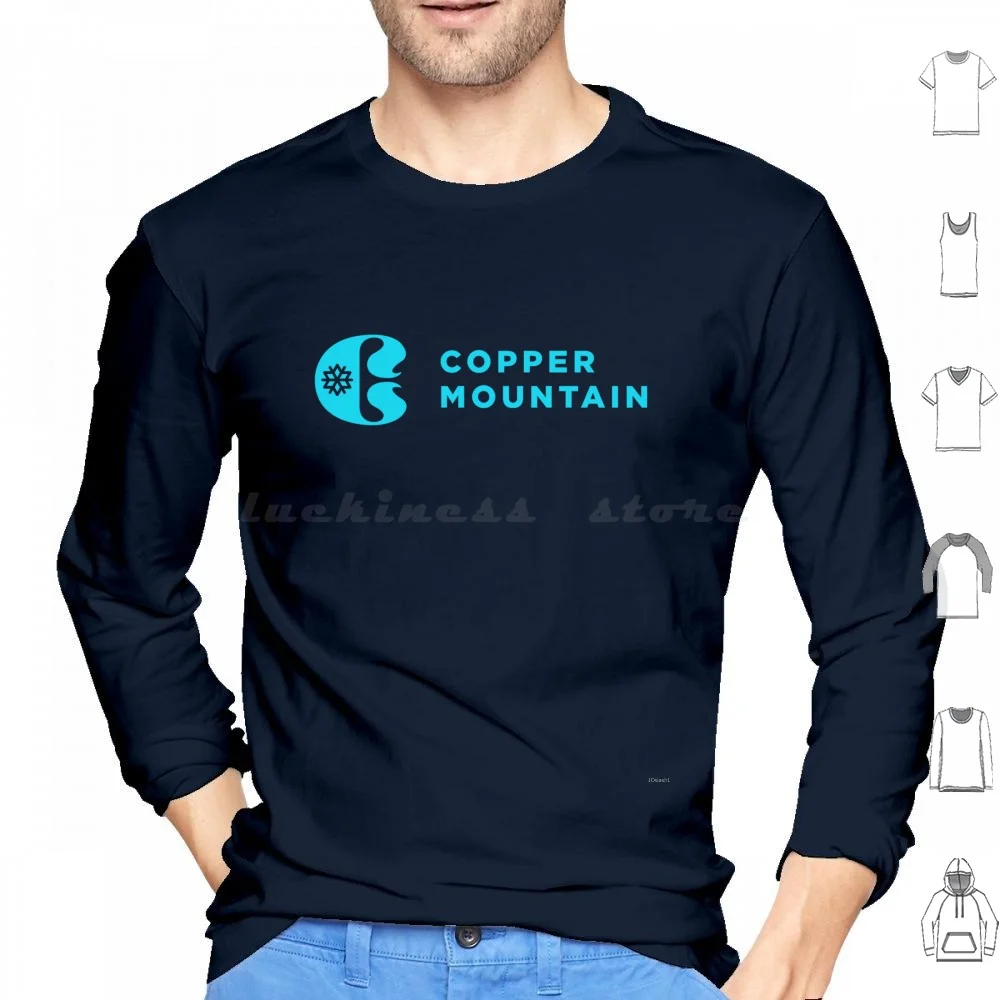 Copper Mountain Resort , Colorado-Modern Logo Hoodies Long Sleeve Copper Mountain Ski Resort Snowboard Resort Colorado