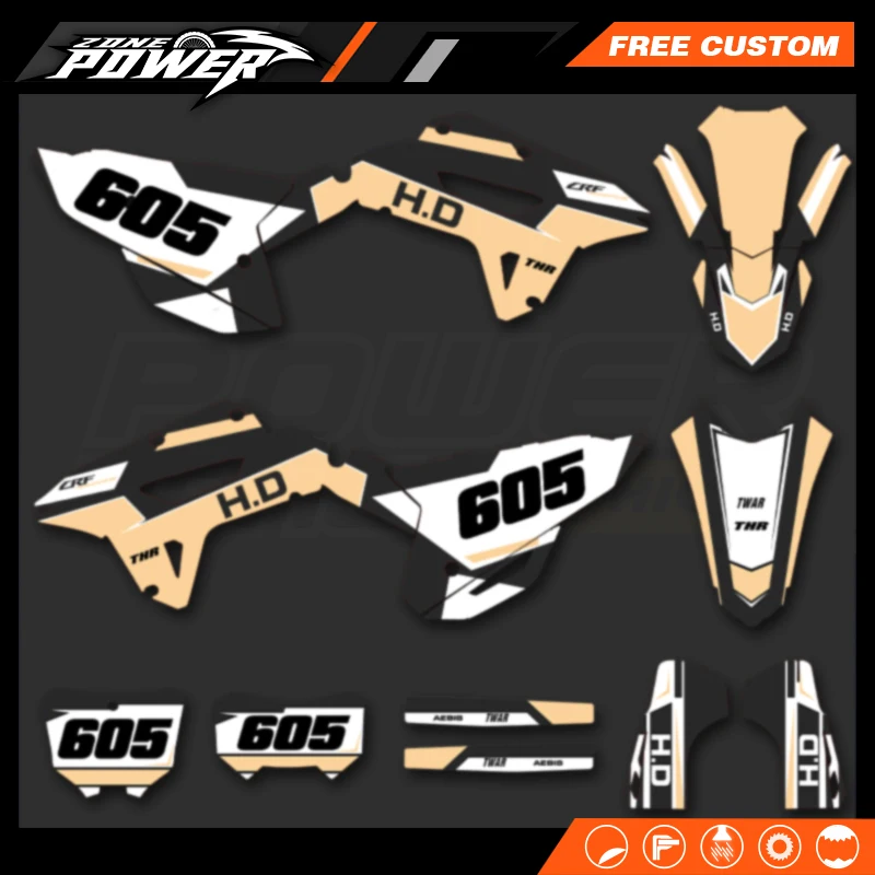 Kits de pegatinas gráficas para motocicleta Powerzone, para Honda CRF250RX 2022-2024 CRF450RX 2021-2024, nombre de número personalizado 03