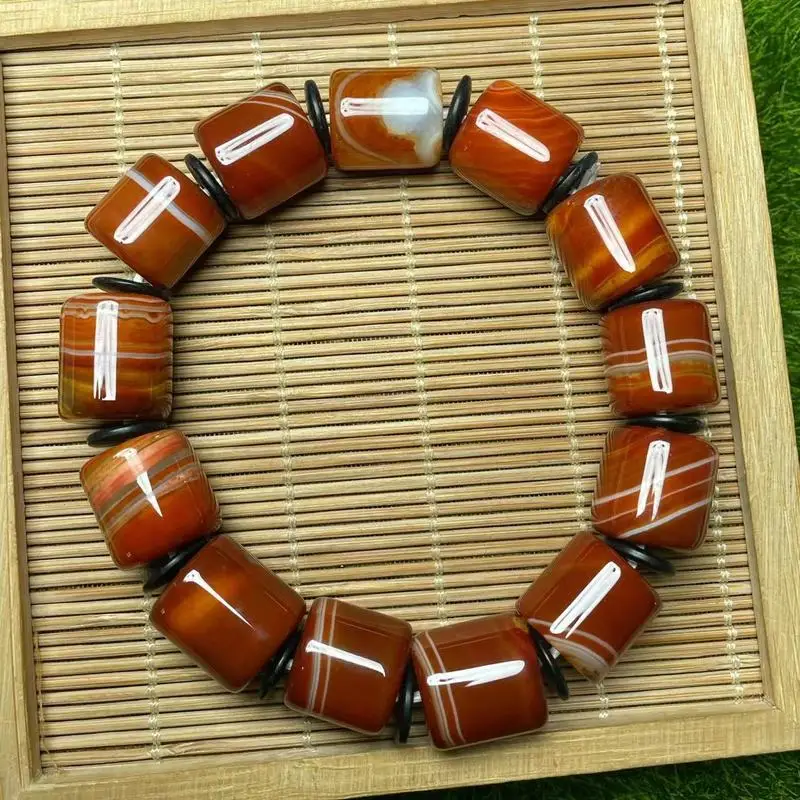 Factory Wholesale First-Hand Supply Zhan Guo Hong Cylindrical bead pillar 10×11mm Bracelet Men and Women