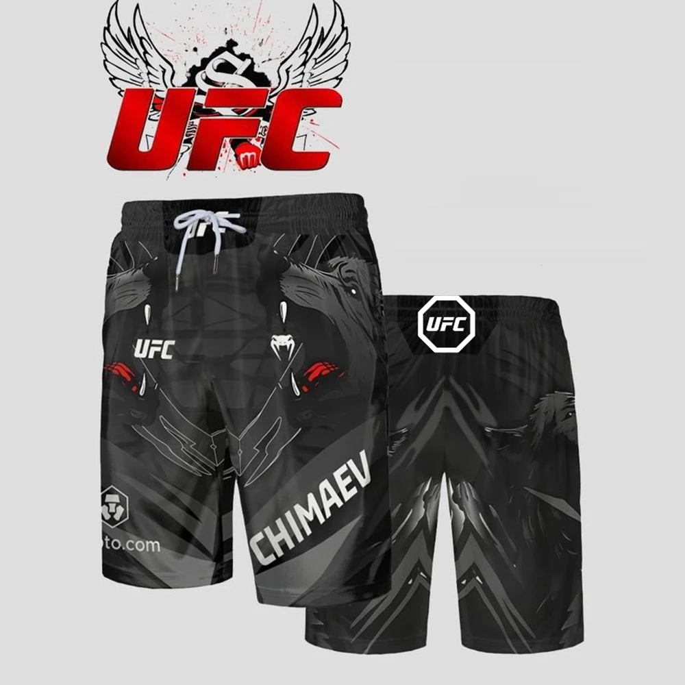 

UFC Khamzat Chimaev, новый дизайн, шорты, мужские спортивные шорты для фитнеса и тренировок, свободные дышащие быстросохнущие боксерские шорты ﻿