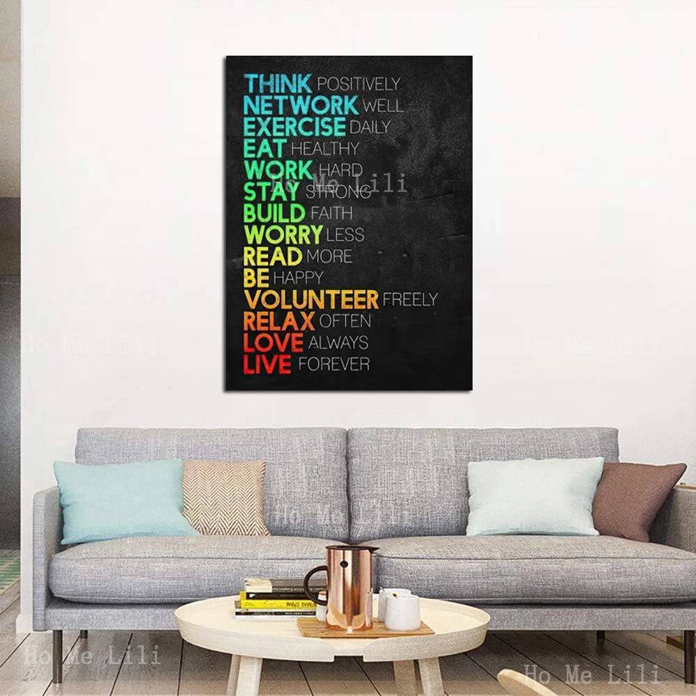 Think Positively Mindset Motivational Canvas Wall Art Inspirational Office Wall Art Poster Quotes Canvas Artwork