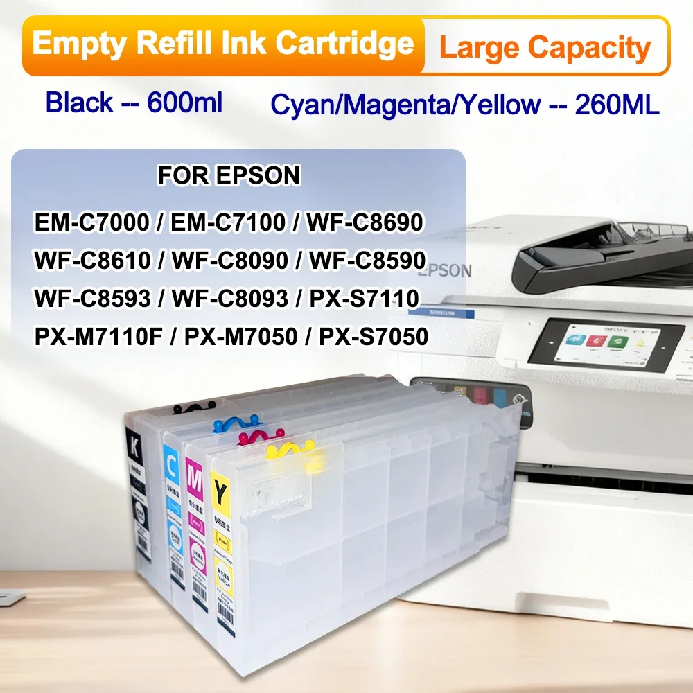 

T04A T04B IB02A IB02B Large capacity Empty Refill Ink Cartridge No Chip for Epson EM-C7100 C7100 WF-C8690 C8190 PX-S7110