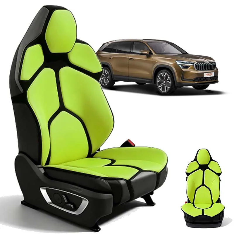 For Skoda Kodiaq Breathable Mesh Lumbar Cushion Car Office Dual Use Ergonomic Back Support Pad Auto Interior Seat Accessories
