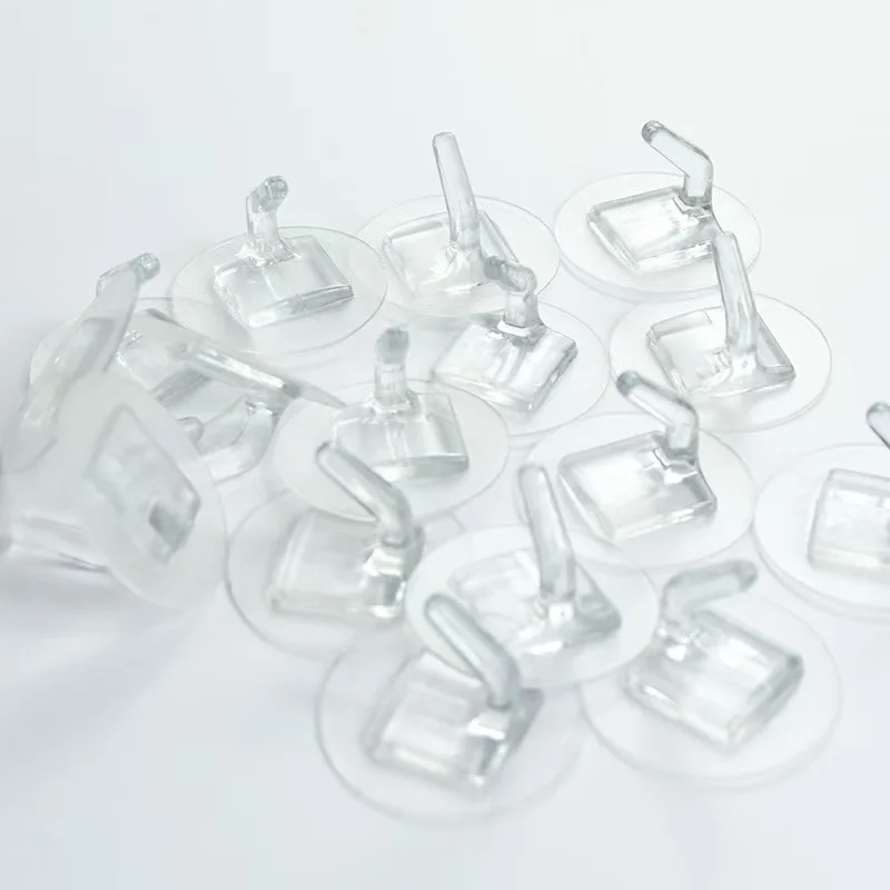 Gancho de pared de plástico transparente para cocina, baño, almacenamiento de oficina, sin rastro, sin arañazos, ganchos adhesivos impermeables, 10/20 piezas