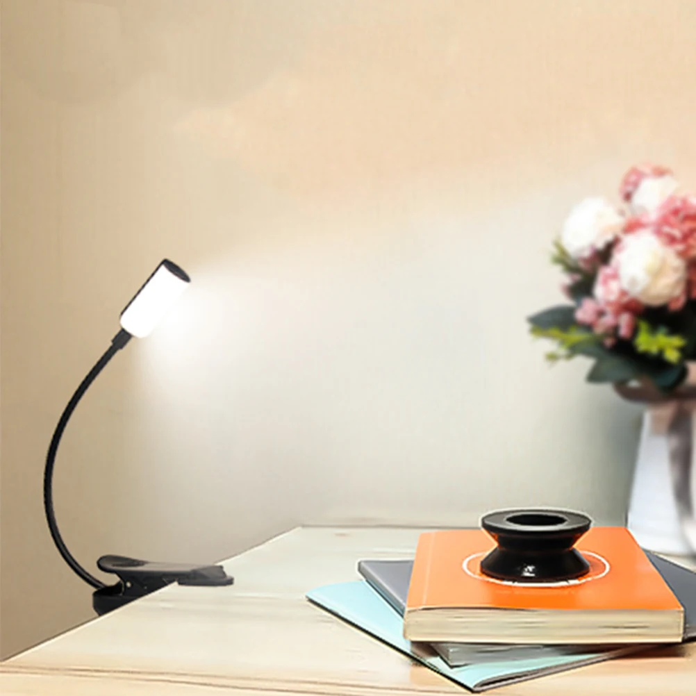 

USB Charging Desk Lamp Black LED Clip Night Light Study Eye Caring Protection Non Flickering Flexible Neck Adjust for Study
