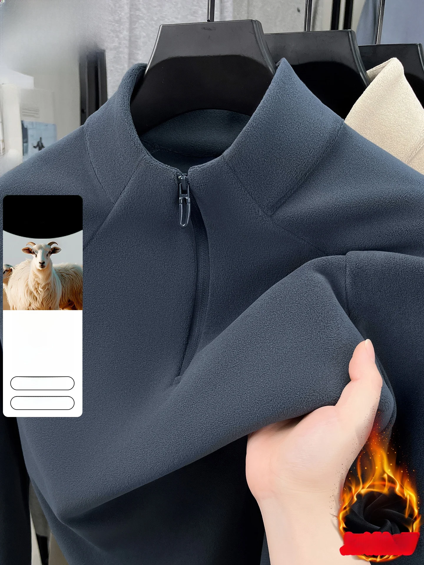 

TUCANO Men's Fce Hoodie Zip-Up Collared Sweatirt Casual Versatile Base Layer irt T-irt Winter Warm Polyester Wool Blend