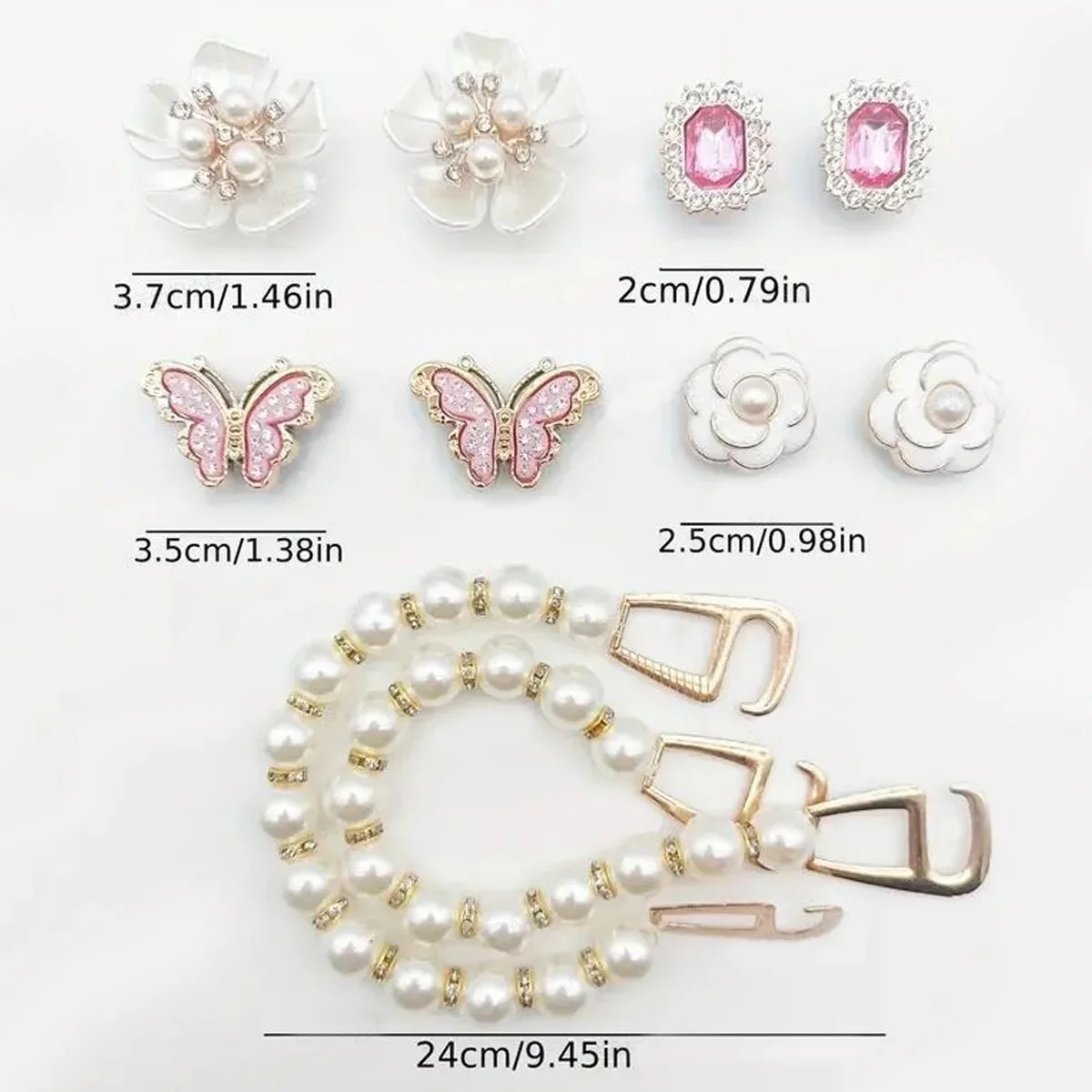 DIY-Serie Lochschuh-Blumen-Accessoires Mädchen-Schuhzubehör-Set Perlen-Schuhketten-Dekorationen – Detail 1