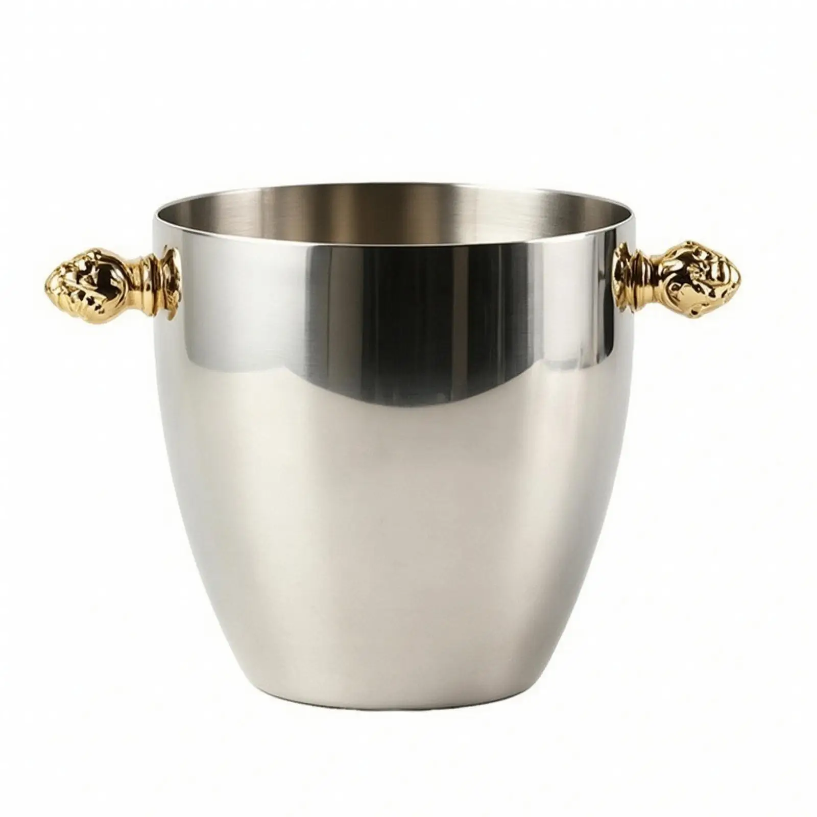 Luxury Wine Ice Bucket Stainless Steel Tapered Design Gold Handles for Drinks Chilling Home Counter