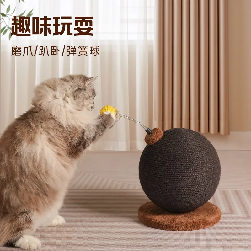A dropshipping cat climbing frame, cat scratching board, ball post, , nail sharpener, hemp rope, ball grab, durable