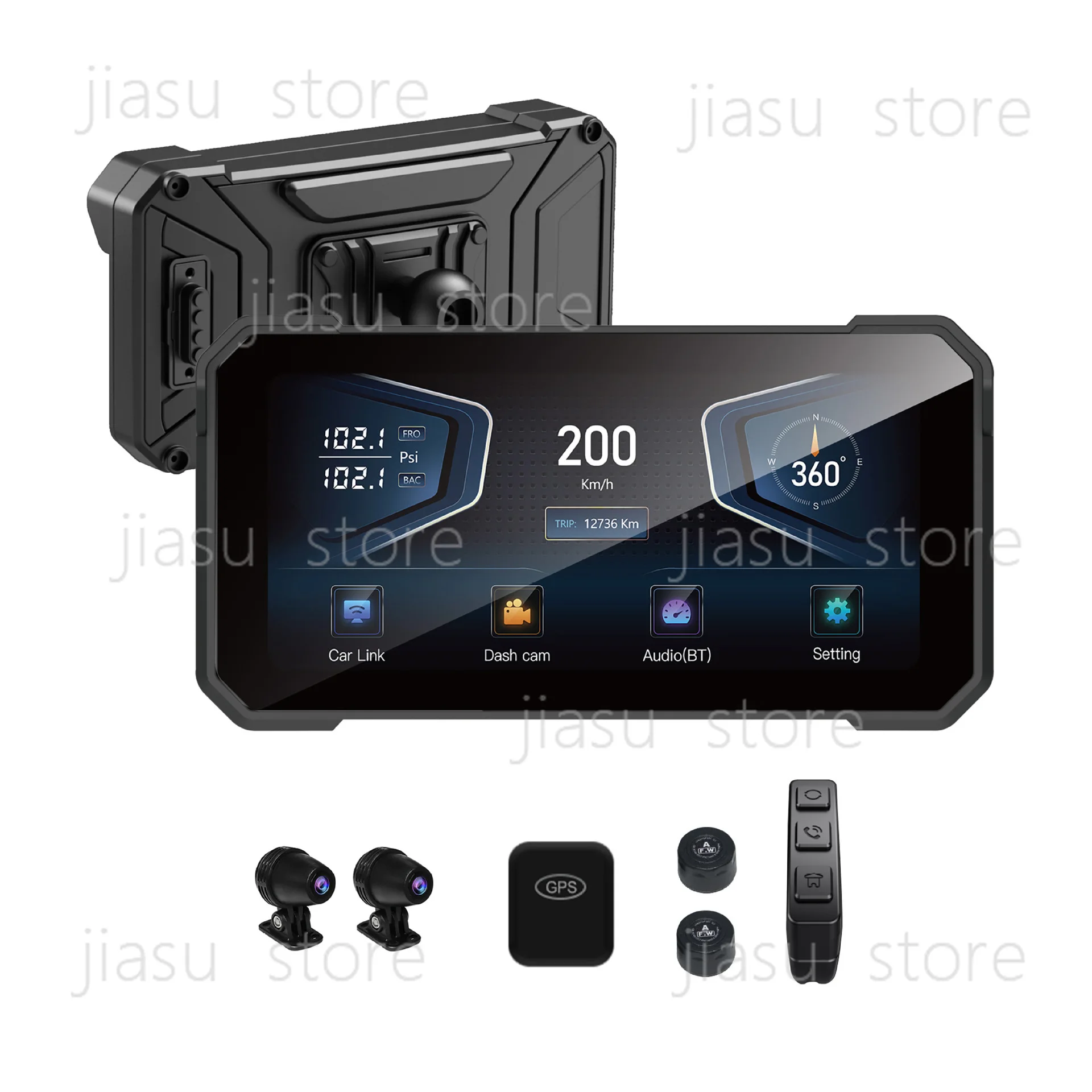 4K Dual Recording 6.25 Inch Motorbike GPS Navigator Wireless Carplay Motorcycle Dash Camera.