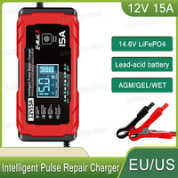 12V 15A Intelligent Pulse Repair Charger 14.6V 15A Electric Motorcycles Charger For Lifepo4 Lead Acid AGM GEL Battery Charging
