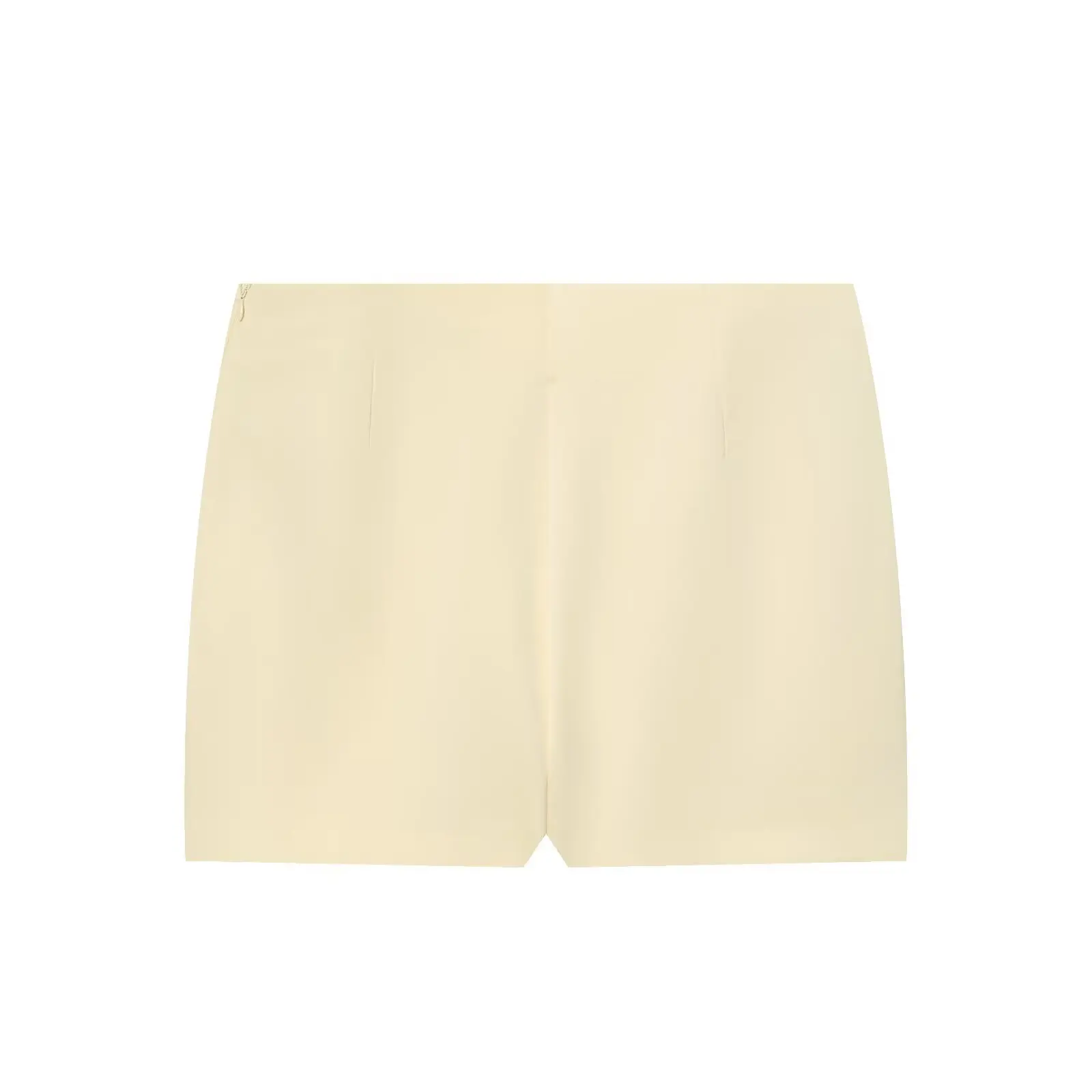 Willshela Women Fashion Yellow Lace Hem Front Slit Side Zipper Mini Skirts Shorts Vintage High Waist Female Chic Lady Shorts