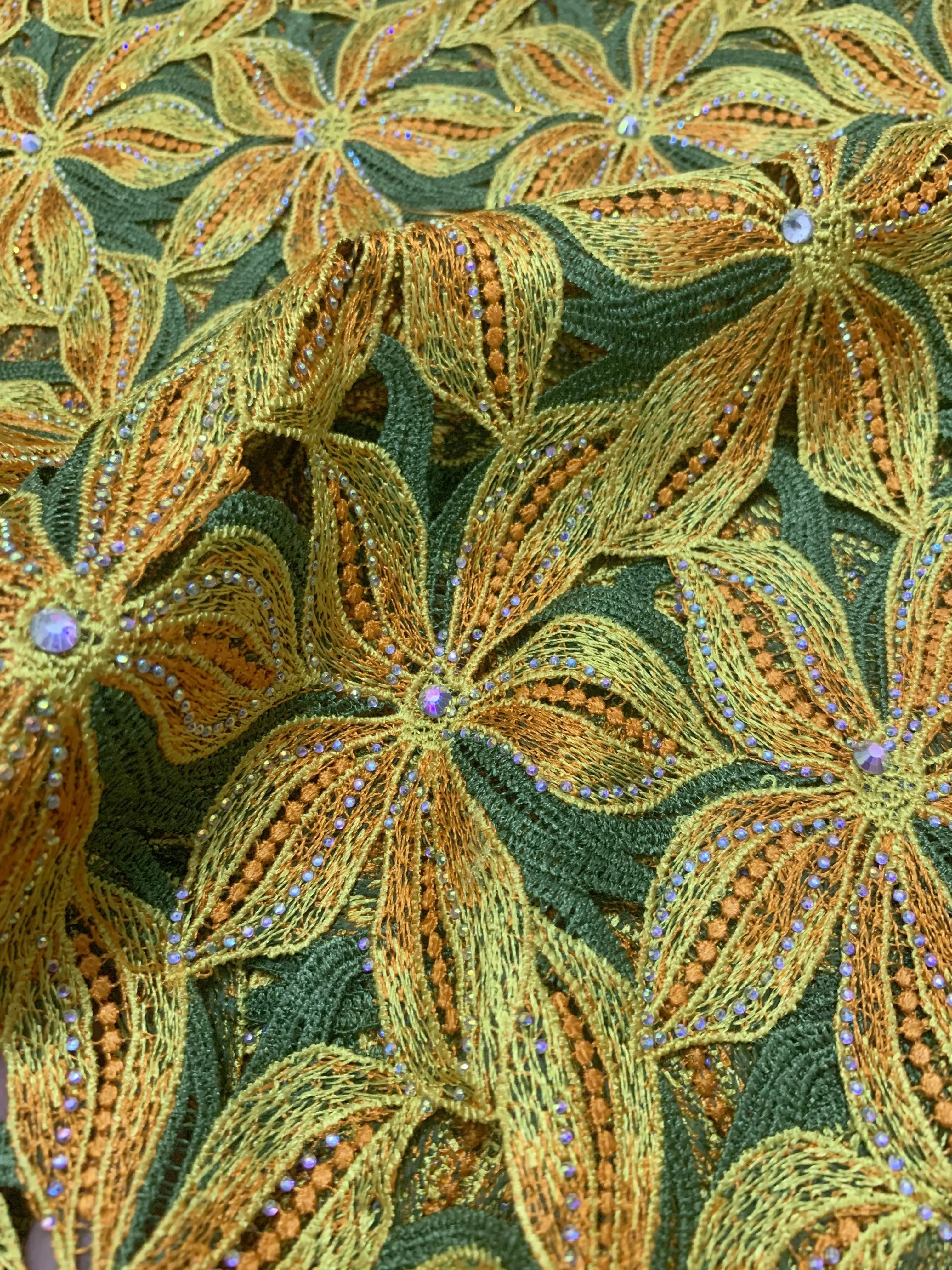 2025 قسط الأفريقي جبر الحبل الدانتيل مع كريستال النيجيري فستان سهرة فاخر للذوبان في الماء أقمشة الدانتيل للمرأة Asoebi #5