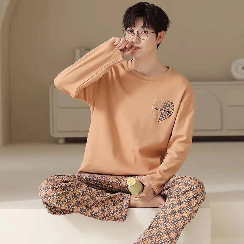 

Spring and Autumn Men's Pajamas Long-Sleeved Homewear Men's Youth Middle-Aged Thin Section of the Leisure Pajamas Homewear Suit