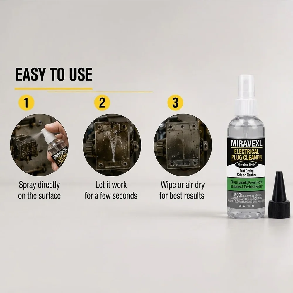 100ml Electrical Contact Cleaner Spray Fast Drying Safe on Plastics for Circuit Boards Power Tools Repair MIRAVEXL Plug Cleaner - view 6