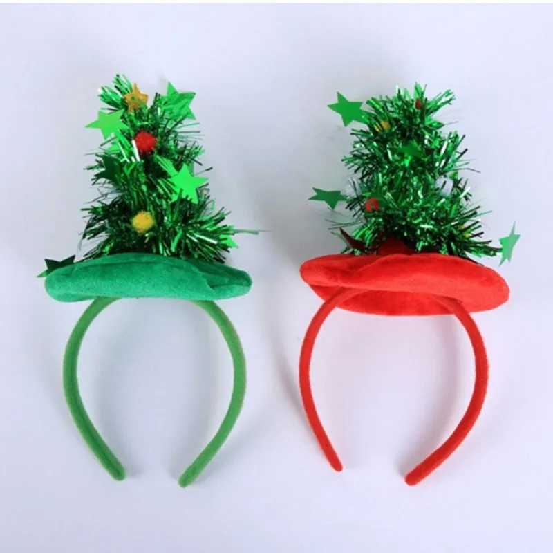 

Christmas Headband Tree Shape Hair Paillette Xmas Headdress Party Costume Favors Photo Props For Adults Red Lightweight